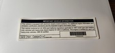 Non Catalyst Emissions Decal F250 F350 7.3l 6.0l Diesel Powerstroke 1997-2006