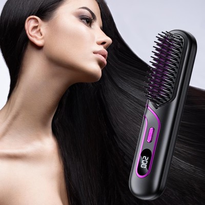 Straightening Brush Negative Ion Brush Straightener for Women with LED for sale