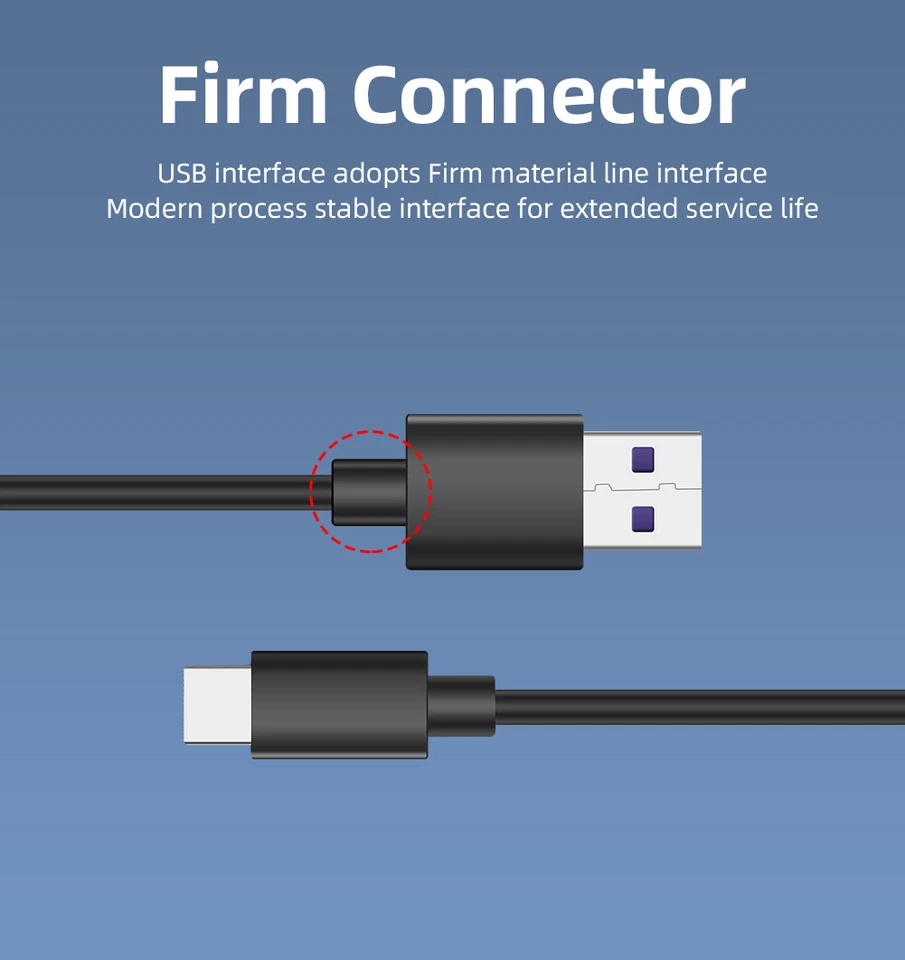 USB to Type C Charger Cable Fast Charging Lead Data Cord for Samsung 1M - Image 2 of 4