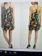 Alice + Olivia Women's Floral Strappy Mini Silk Dress Multi Size S Pre-owned