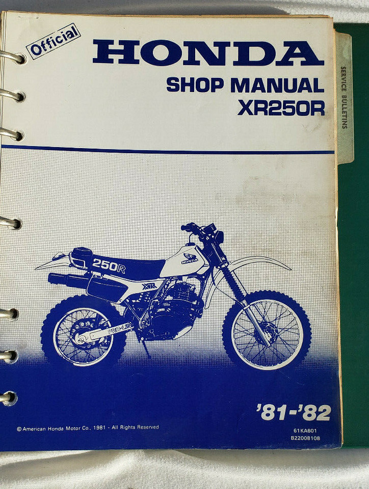 HONDA 1979 79-89 XR250 XR250R ORGINAL Factory Service MANUAL