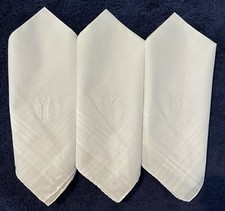 Men's Cotton Monogrammed Handkerchief White Y Set of 3 Brand New