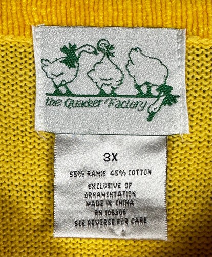 Quacker Factory Yellow V Neck Butterfly Embellished Sweater sz 3X (13926) - Picture 3 of 4