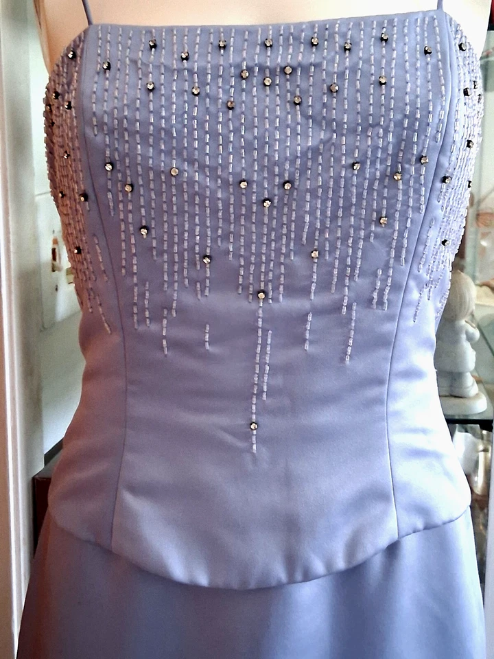 Dave & Johnny By Laura Ryner Dress Corset Rhinestone Sky Blue Long Sz6 Origina💕 - Изображение 3 из 4