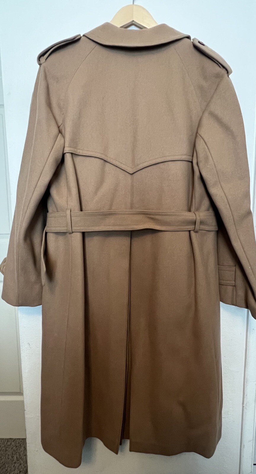 Vintage Europe Craft Trench Coat Tan Unisex Belt Very Heavy XL image 4