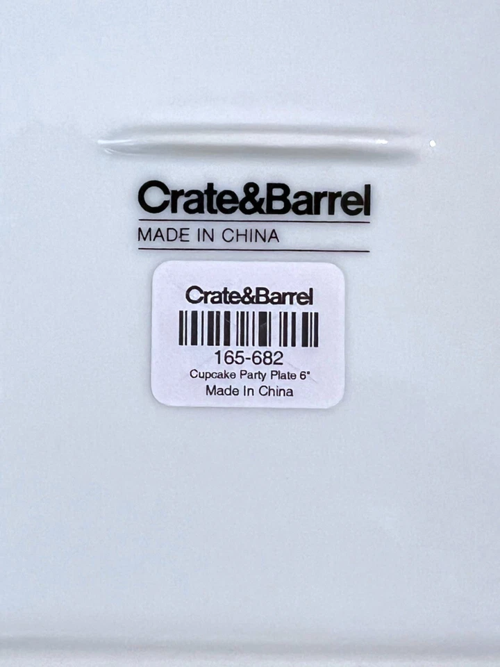 Crate & Barrel Square 6” Snack Plates White w/ Multicolored Cupcakes Set Of 6 - Image 3 of 4