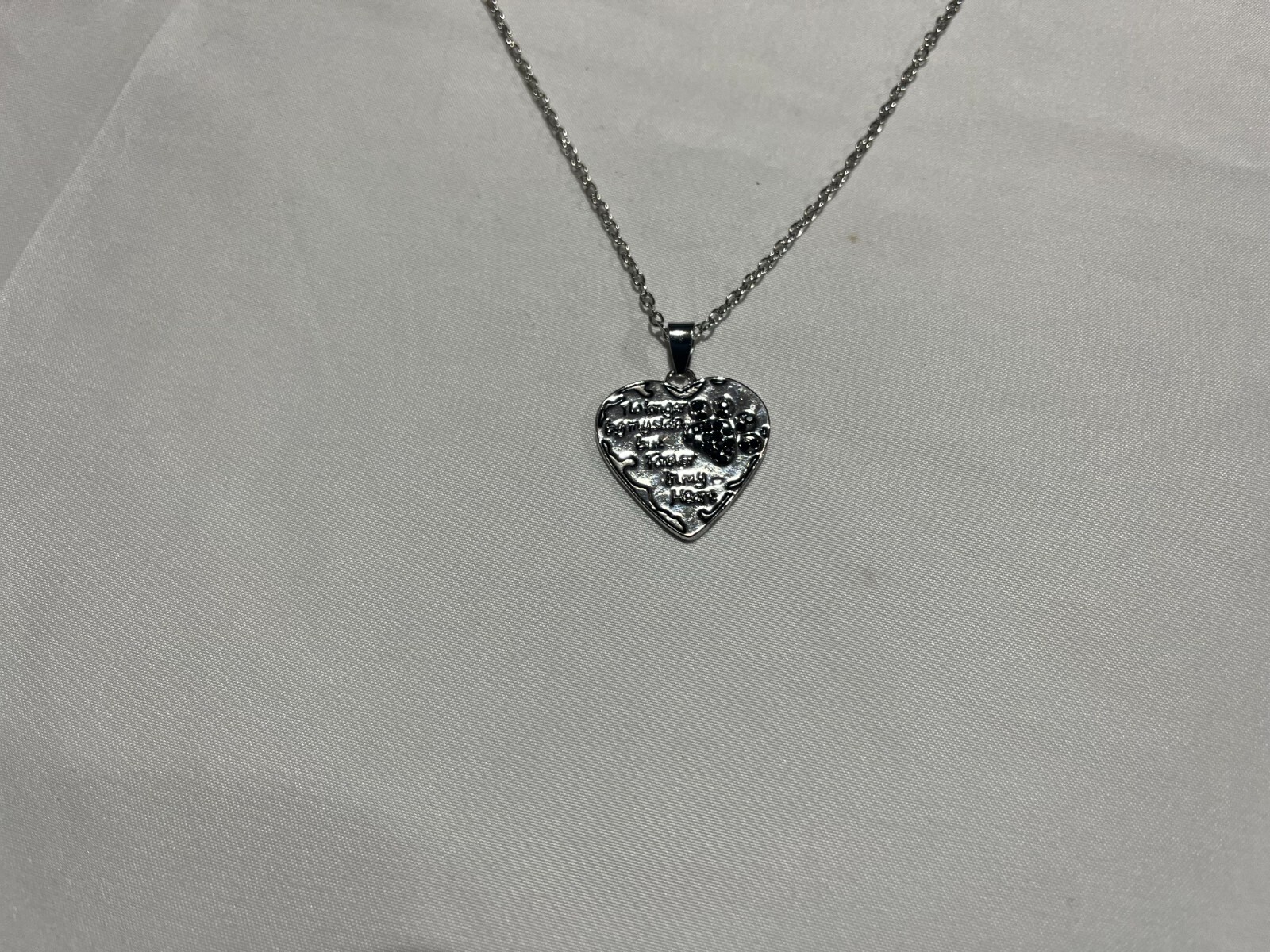 Pet Memorial Necklace Gift No Longer By My Side But Forever In My Heart Dog Paw image 2