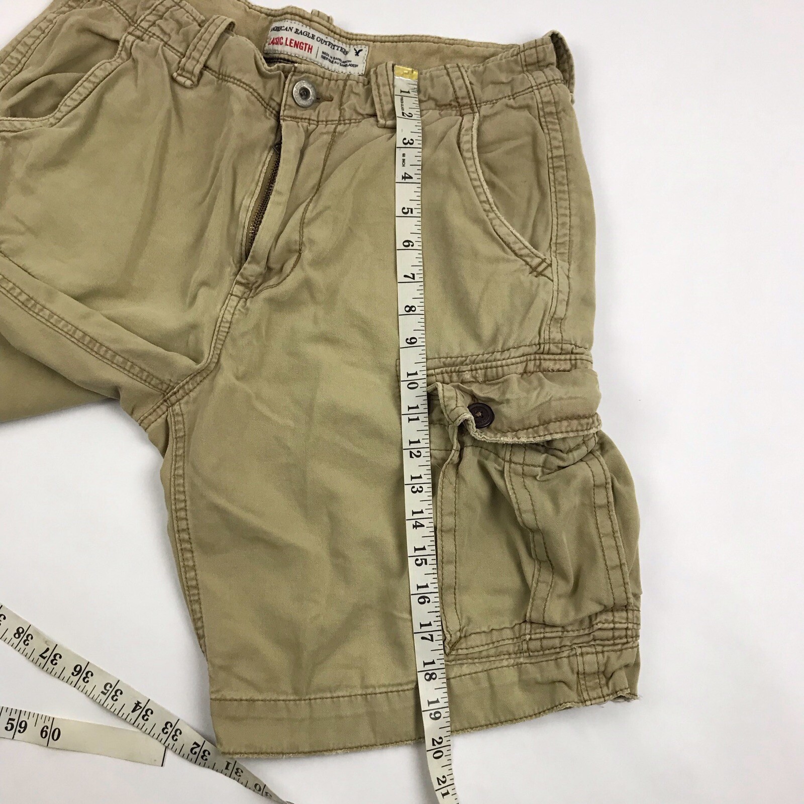 American Eagle Mens 32 Classic Length Tan Cargo Short… Gem