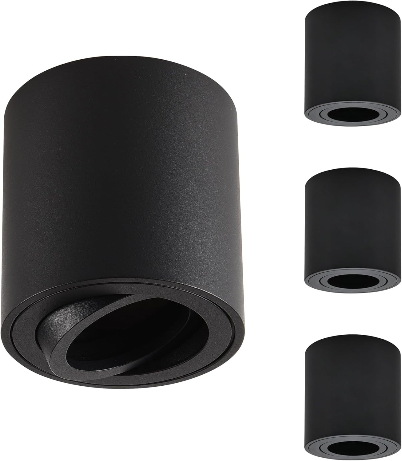 Kit 4 Faretti Soffitto Neri Orientabili LED 230V Alluminio Professionale