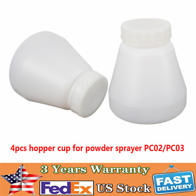 4x Bottle Hopper Cup Plastic For Powder Coating System PC02/PC03 Paint Spray Gun