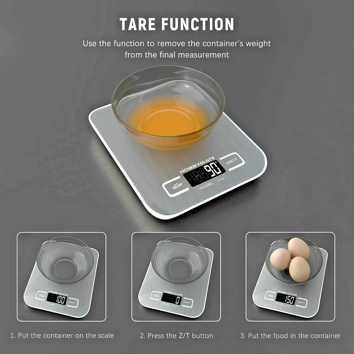 Small 5.5x7 Kitchen Scale Food Cooking Baking Meal Prep Diet