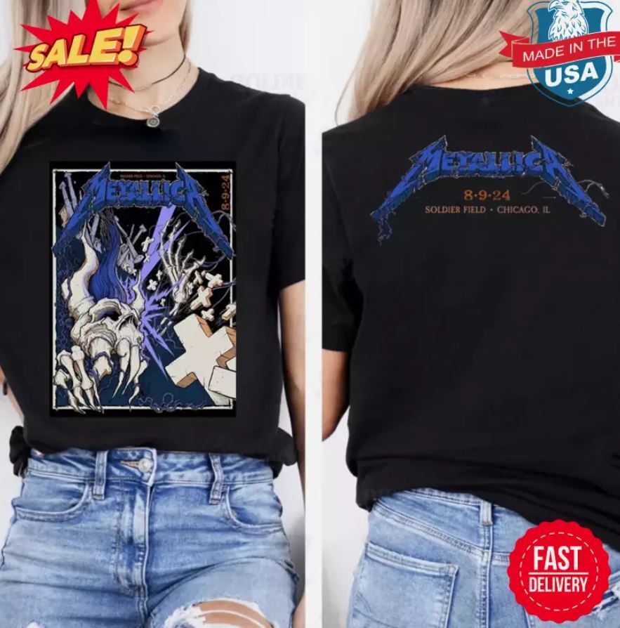 Metallica At Soldier Field Chicago Illinios 2024 Day 1 M72 World Tour T-Shirt