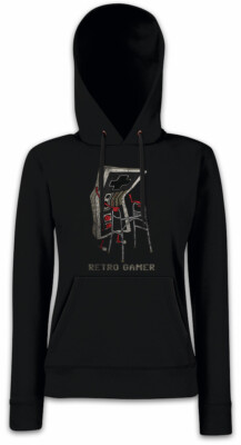 RETRO GAMER Damen Hoodie Sweatshirt Gaming Admin Fun Gründfather Geek Nerd
