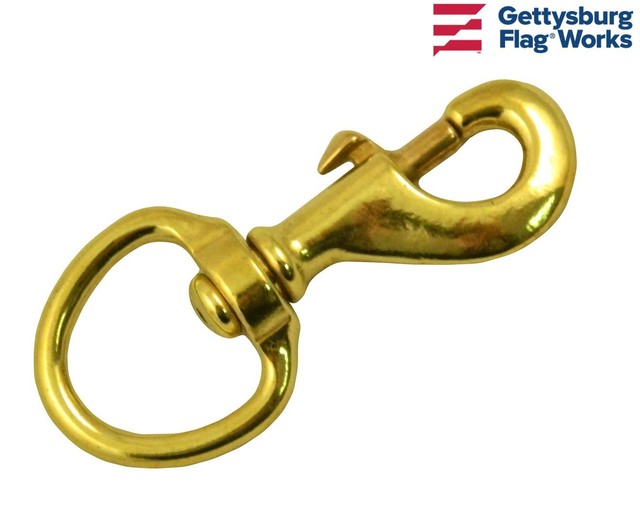 4 Standard 3.5" Bronze Brass Flagpole Snap Clips w/ XL Swivel Eyelet