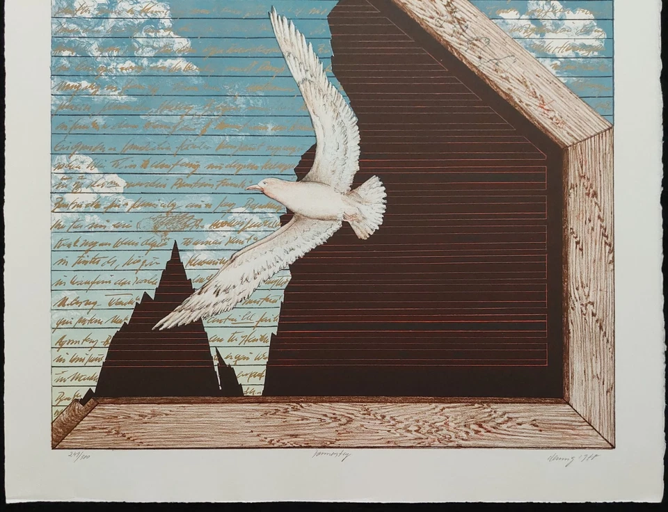 K. H. Denning Grafik Farblithographie Donnerstag nummeriert signiert 1978  - Bild 3 von 4