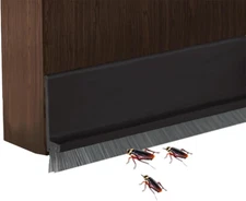 Door Sweep for Bottom of Door, Adhesive Door Bottom Sweep with Brush, 39" Adjust