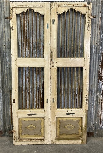 Vintage Indian Garden Gates, Carved Metal Teak Doors, Architectural Reclaim, A88 - Picture 6 of 12