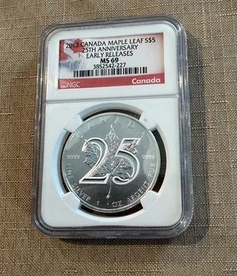 Canadian Maple Leaf Proof Grade MS 69 Silver Bullion Coins for