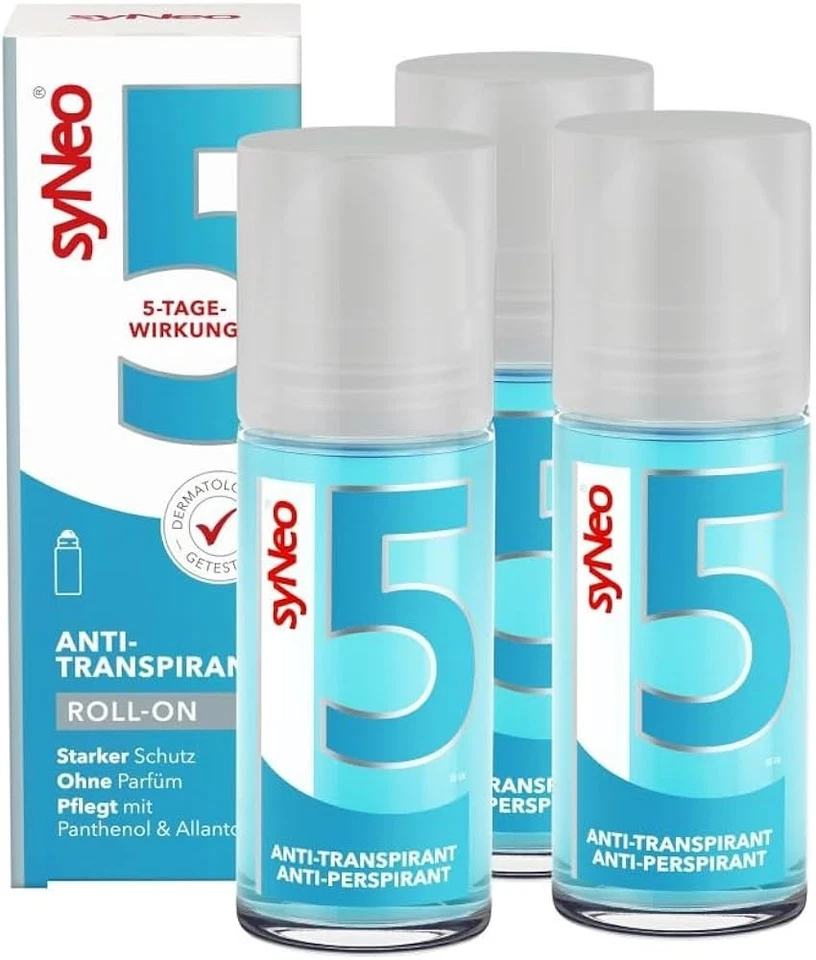 syNeo 5 Antitranspirant Roll-On für Damen und Herren bei starkem Schwitzen, 50ml