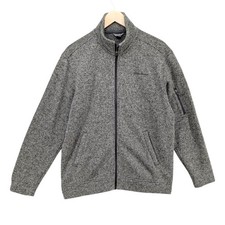 Eddie Bauer Knit Jacket Mens Grey Full Zip Po...