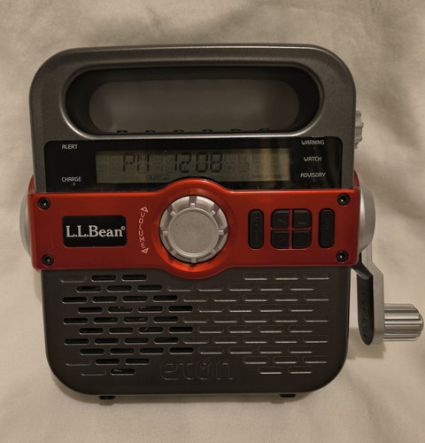 L.L.Bean Solarlink FR370 Weather Band Alert Radio AM/FM Hand Crank, SOS, Red