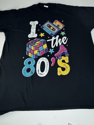 Port Authority I Love The 80 s Black Multi Color XL T-shirt Short Sleeve