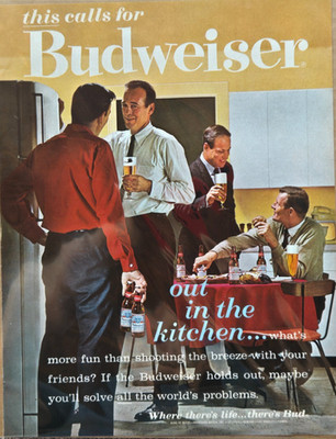 Vintage Budweiser Beer Print Ad from 1962 Look Magazine