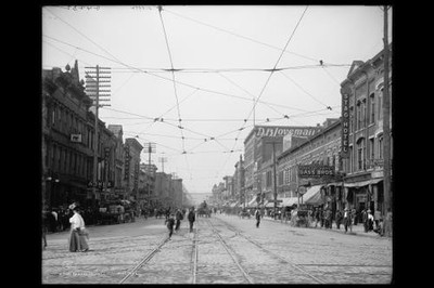 Market Square, street railroad, buildings, commercial facility, Chattanooga,
