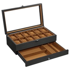 12 Slots Watch Box Solid Wood Watch Storage Case Jewelry Storage Display Case