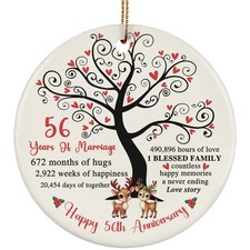 56 Years Love Story Ornament Happy 56th Anniversary Cute Reindeer Christmas Gift