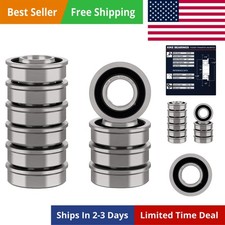 10 Pcs Flanged Ball Bearings ID 3/4" x OD 1-3/8", Applicable Lawn Mower, Whee...
