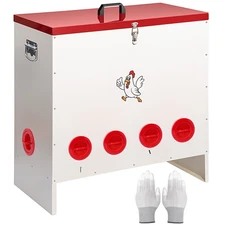 Extra Large 120 lb Automatic Chicken Feeder 10 Anti-Waste Ports Poultry Feeders