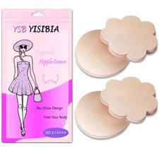 YISIBIA 80 Pcs Nipple Covers For Women Disposable 2.9 inch, Beige