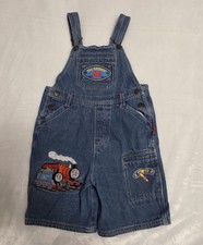 Vintage Thomas The Train All Aboard Toddler Denim Embroidered Overalls Size 4T