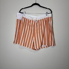 NWT Goodfellow  Co Men's 5" Orange Striped Swim trunks 4 Way Stretch Size XXL