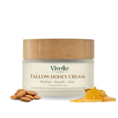 Grass Fed Beef Tallow Face Cream Raw Honey Moisturizer for Dry Sensitive Skin