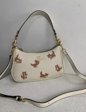 NEW C.OACH Teri Shoulder Bag With Dancing Kitten Print CC777 Ivory 2Way Outlet