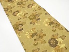 7450038: JAPANESE KIMONO / ANTIQUE MARU OBI / SILK / WOVEN KIKU