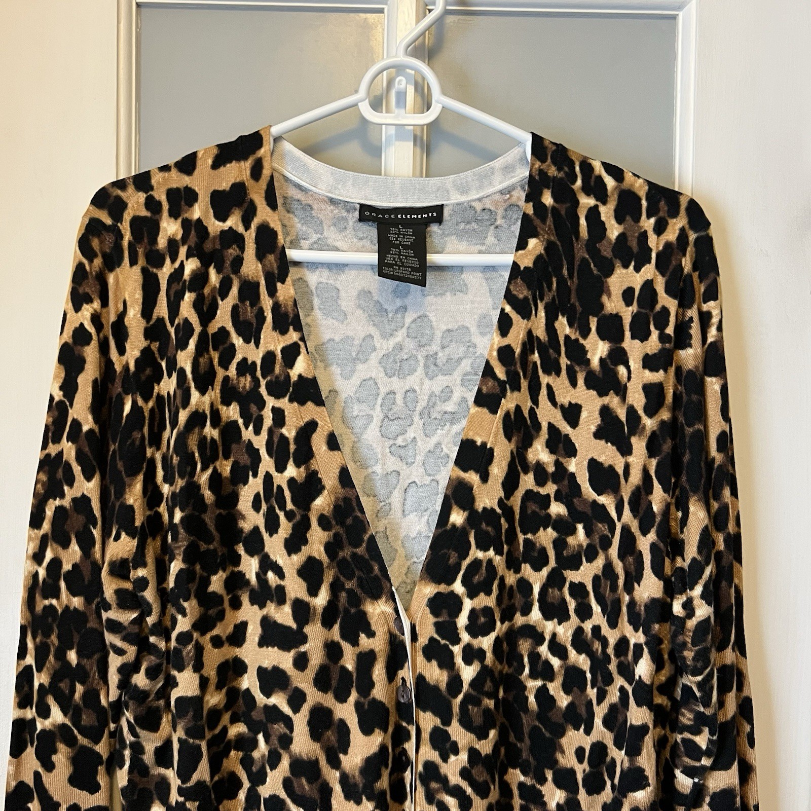 Women's Large Grace Elements  Leopard Print Cardi… - image 3