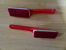 Vintage Red Velvet Lint Brush Made in Hong Kong Lot Of 2