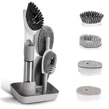4-in-1 Dish Cleaning Brush Soap Dispensing Dish Brush Set with 4 Gray