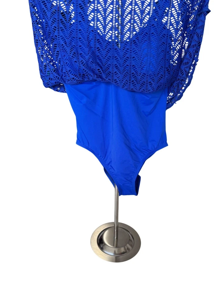 Vestido de baño Nautica para mujer azul encaje copa suave talla S Foto 2 de 4