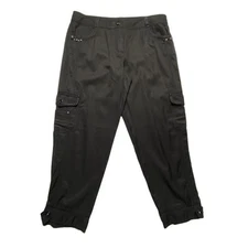 NWT WHBM Black Crop Pants Sz 10 Rhinestone Stud Cargo Style Embellished