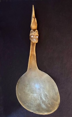 Antique Ceremonial Animal Horn Ladle Crow & Raccoon Totems Native ...