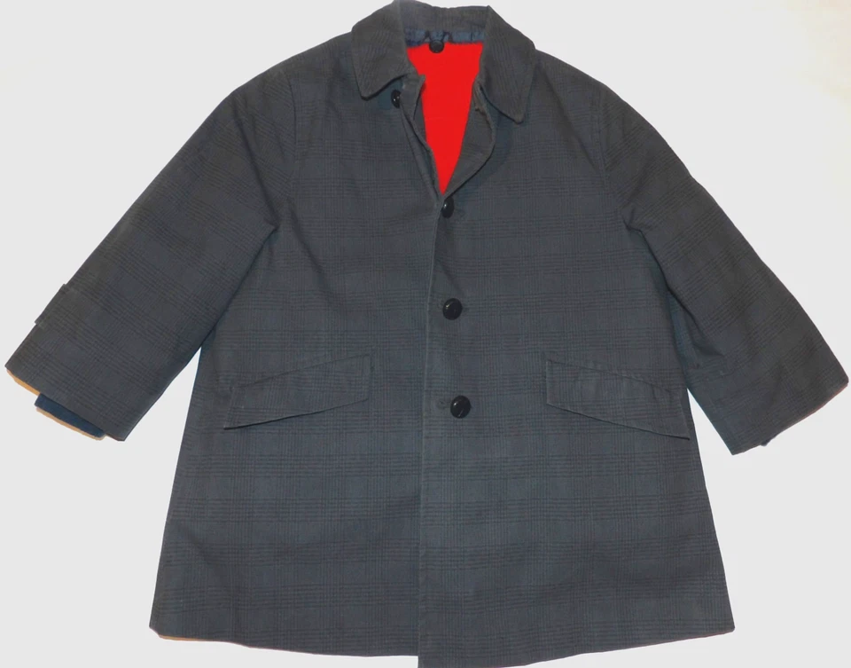 VINTAGE 1960s SEARS BOY'S TRENCH COAT! GRAY PLAID! ZIP-OUT LINER/HOOD/POCKETS 5 - Image 4 of 4