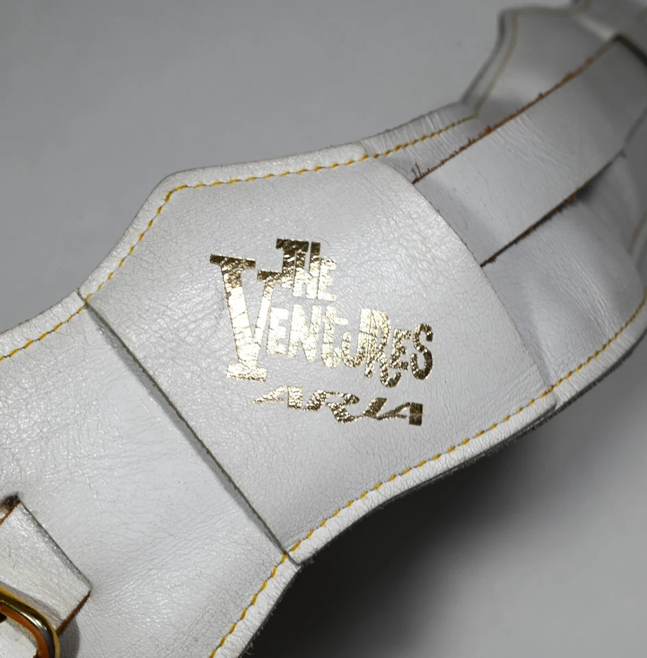 RARO: Correa de guitarra de cuero ARIA The VENTURES delgada MOSRITE, Japón Foto 2 de 4