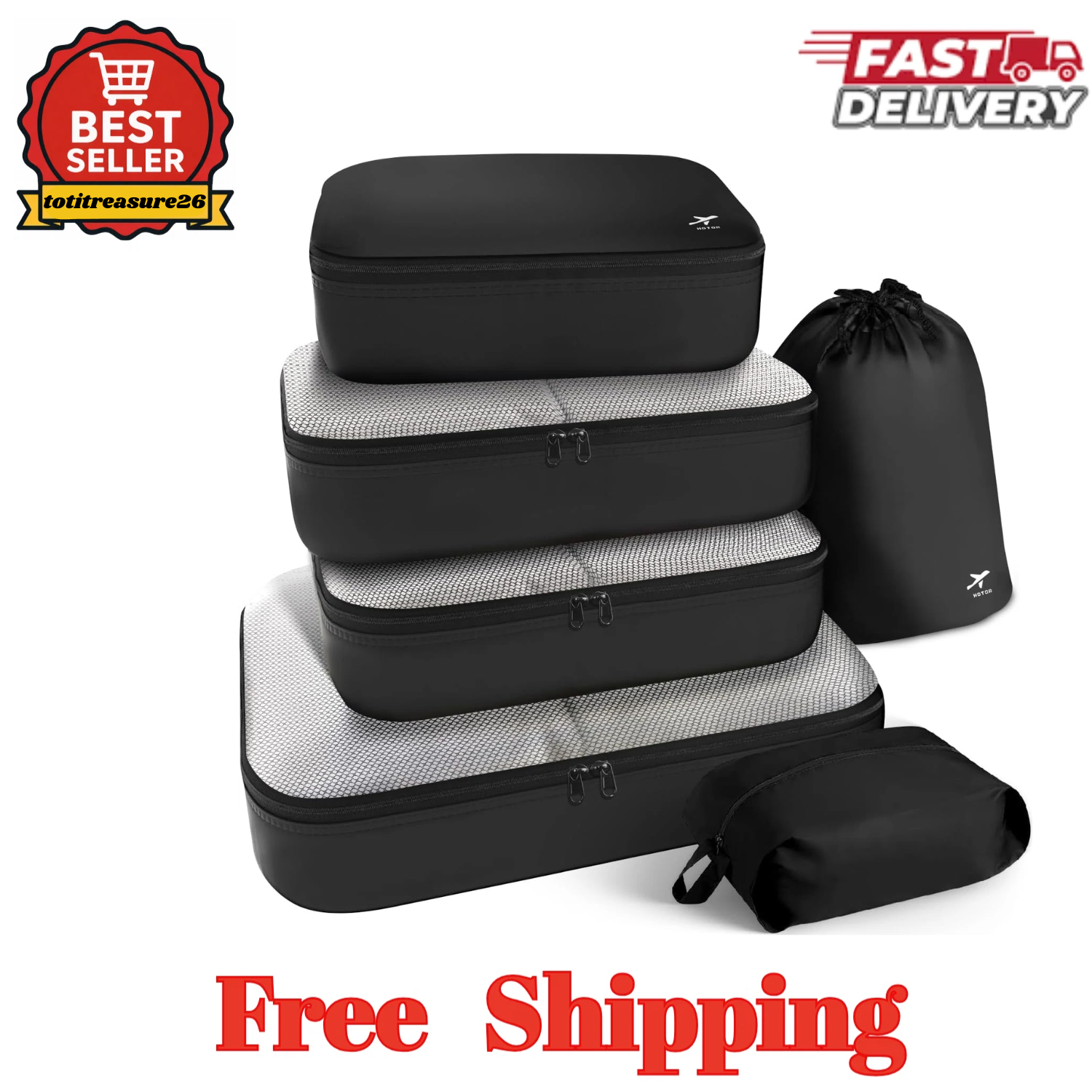 Packing Cubes for Suitcases - 6 Pieces, Light Packing Cubes for Travel, Premium-image