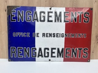 Plaque émaillée ancienne bombée ARMEE ENGAGEMENTS émaillerie du Rhone