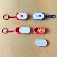 Mini Sliding Pill Box Keychain Medication Organizer Multiple Compartments Travel