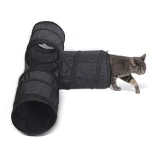 K H Pet Products Cat Tunnel Toy 3-Way T-Tunnel Black 33 X 20 X 9 Inches